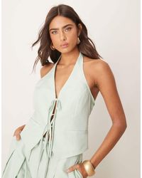 ASOS - Top Sartoriale Color Pistacchio Allacciato Al Collo E Sul Davanti - Lyst