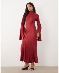 ASOS - Satin Maxi Dress With Split Sleeve And Scarf Detail - Lyst