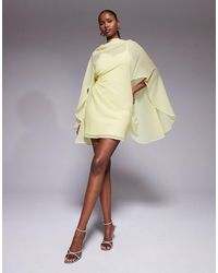 ASOS - High Neck Drape Front Extreme Cape Sleeve Mini Dress - Lyst