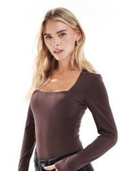 New Look - Long Sleeve Square Neck Bodysuit - Lyst