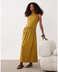 ASOS - Rib Mix Midi Dress With Drop Waist - Lyst