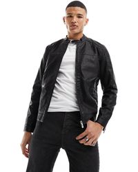 Only & Sons - Faux Leather Racer Jacket - Lyst