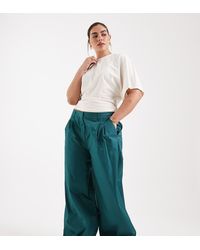 ASOS - Asos Design Curve Wide Leg Trousers With Turn Up - Lyst