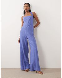 Mango - 100% Linen Halterneck Jumpsuit - Lyst