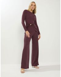 Long Tall Sally - Textured Wide Leg Trousers - Lyst