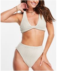 ASOS Mix And Match Crochet High Leg High Waist Bikini Bottom - White