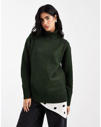 Threadbare - Pull col roulé en maille épaisse - kaki - Lyst
