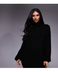 Kaiia - Exclusive Ribbed Knit Rollneck Slouchy Jumper Dress - Lyst