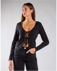 NARRATED - Long Sleeve Tie Front Top - Lyst