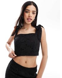 South Beach - Broderie Tie Shoulder Top - Lyst