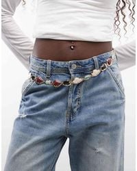 Reclaimed Vintage - Molten Belly Chain With Faux Semi Stones - Lyst