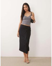 Mango - Knot Detail Midi Skirt - Lyst