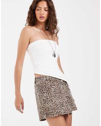 Pieces - Skort Van Denim Met Overslag Aan De Voorkant - Lyst
