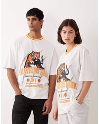 ASOS - Unisex Oversized T-shirt With Stranger Things College Prints - Lyst
