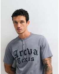 ASOS - Heavyweight Boxy Regular Henley T-Shirt With Texas Text Graphic - Lyst