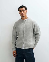 ASOS - Oversized Knitted Wool Blend Rib Crew Neck Cardigan - Lyst