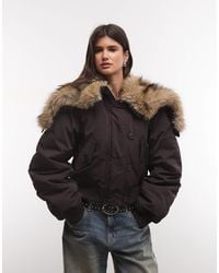 Weekday - Cropped Bomber Jacket With Faux Fur Zip Hood - Lyst