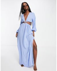 Vestido largo con cuello cruzado y detalle de abertura en la cintura ASOS de color Naranja | Lyst Vestido largo con cuello cruzado y detalle de abertura en la cintura ASOS de color Naranja | Lyst