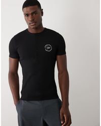 ASOS - Muscle Henley T-shirt With Chest Graphic - Lyst