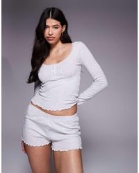 Boux Avenue - Heart Pointelle Long Sleeve Top And Shorts Pajama Set - Lyst