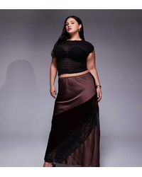 ASOS - Asos Design Curve Velvet And Lace Mix Satin Maxi Skirt - Lyst