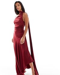 lipsy bardot asymmetric hem midi dress Lucille Black Asymmetric Bardot Midi Dress  Club L London
