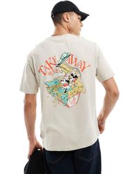 Only & Sons - T-shirt oversize color pietra con stampa sul retro di topolino - Lyst