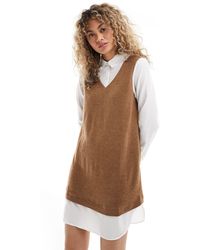 Jdy - 2 In 1 Shirt Jumper Dress In Brown - Lyst