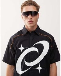 Collusion - Camisa Negra De Corte Cuadrado Skater Con Estampado Gráfico Delantero De -Blanco - Lyst