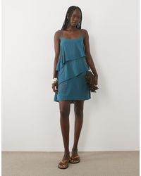 Mango - Teen Tiered Round Neck Beaded Mini Dress - Lyst