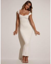 Oh Polly - Modal Blend Sweetheart Cap Sleeve Detail Midi Dress - Lyst