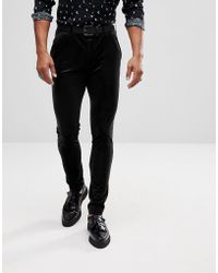 ASOS Super Skinny Trousers In Black Velvet