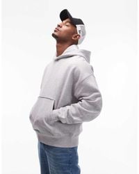 TOPMAN - Sudadera Gris Jaspeado Extragrande Con Capucha De Tejido Grueso Premium De - Lyst