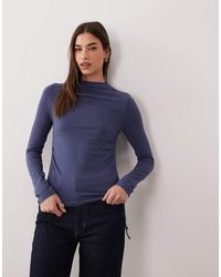 ASOS - Ruched Detail Tie Side High Neck Long Sleeve Top - Lyst