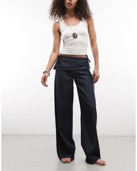 Reclaimed Vintage - Indigo Chambray Pants With Tie Detail - Lyst