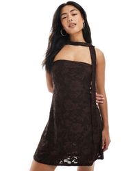Miss Selfridge - Mini Lace Scarf Dress - Lyst