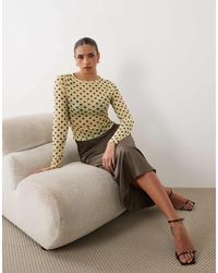 ASOS - Printed Mesh Long Sleeve Top - Lyst