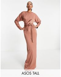 ASOS Satin Wrap Neck Pencil Maxi Dress 