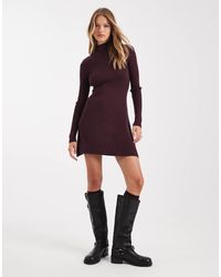 ASOS - Knitted Fine Gauge Mini Dress With Rib Detail - Lyst