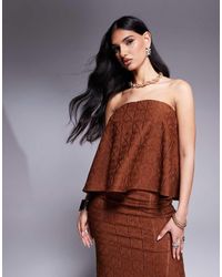 ASOS - Top A Fascia Ampio All'Uncinetto Color Cioccolato - Lyst
