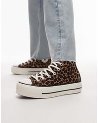 Converse - Chuck taylor all star lift - baskets montantes à plateforme et imprimé léopard - Lyst
