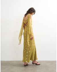 TOPSHOP - Jacquard Spot Maxi Occasion Dress With Open Back - Lyst
