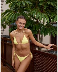 South Beach - X Misha Grimes Floral Jacquard Beaded Triangle Bikini Top - Lyst