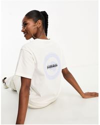 Napapijri - Camiseta blanco hueso con estampado en la espalda montalva - Lyst