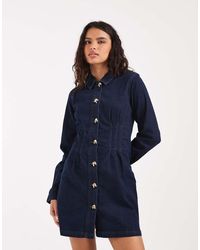 River Island - Cinch Waist Denim Dress - Lyst
