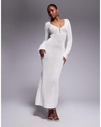 Aria Cove - Crochet Wide Sleeve Pearl Clasp Maxi Beach Dress - Lyst