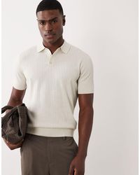 Mango - Ribbed Fine Knit Poloshirt - Lyst