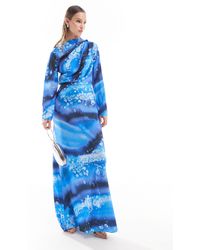 ASOS - Satin Maxi Dress With Drape Bodice Detail - Lyst