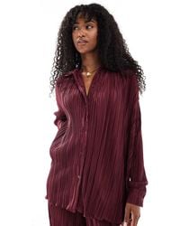 4th & Reckless - Plisse Colla Button Up Lettuce Edge Hem Shirt - Lyst
