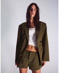 Bershka - Gestreepte Double-Breasted Blazer - Lyst